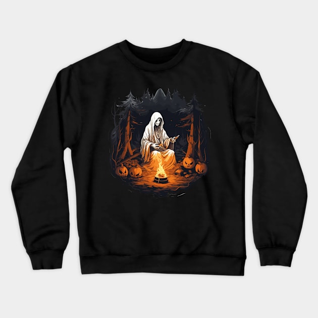 Campfire Ghost Crewneck Sweatshirt by amitsurti